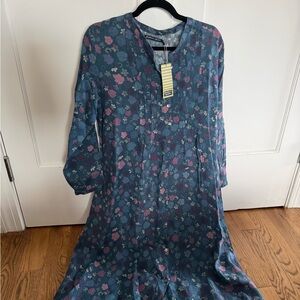 Gudrun Sjoden Blue and Pink Floral Long Sleeve Dress